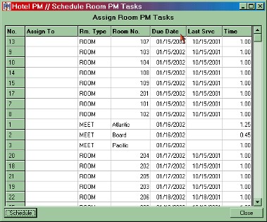 Room Maintenance List